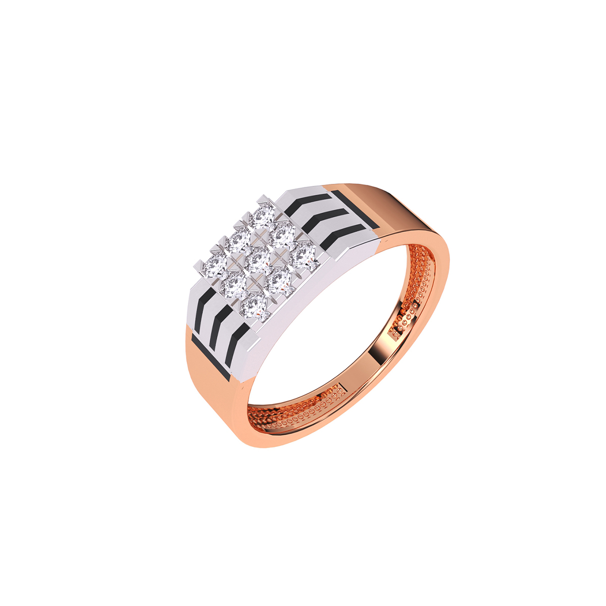 Elegant Two-Tone Cluster Diamond Men's Ring